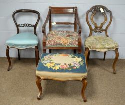 Selection of three chairs and a stool.
