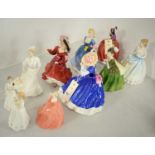 Ceramic figures including Royal Doulton and Coalport.