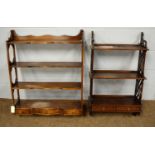 Two 20th C mahogany hanging shelves.