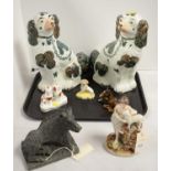 Selection of Staffordshire and other ceramics.