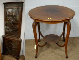 20th C walnut occasional table and an early 20th C mahogany corner cabinet.
