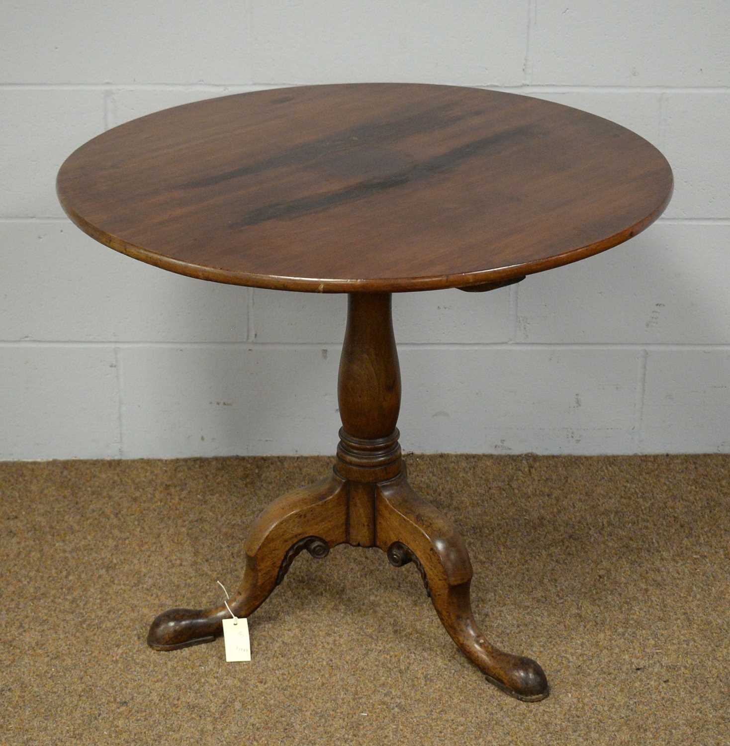 Late 19th C mahogany tilt-top tripod table.