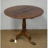 Late 19th C mahogany tilt-top tripod table.