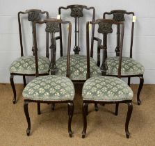 Set of five mahogany Art Nouveau style dining chairs.