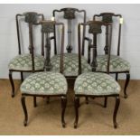 Set of five mahogany Art Nouveau style dining chairs.