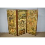 A late Victorian decoupage two-fold dressing screen
