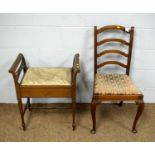 Edwardian piano stool; and a 20th C dining chair.