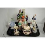 A selection of Staffordshire figures and other ceramics