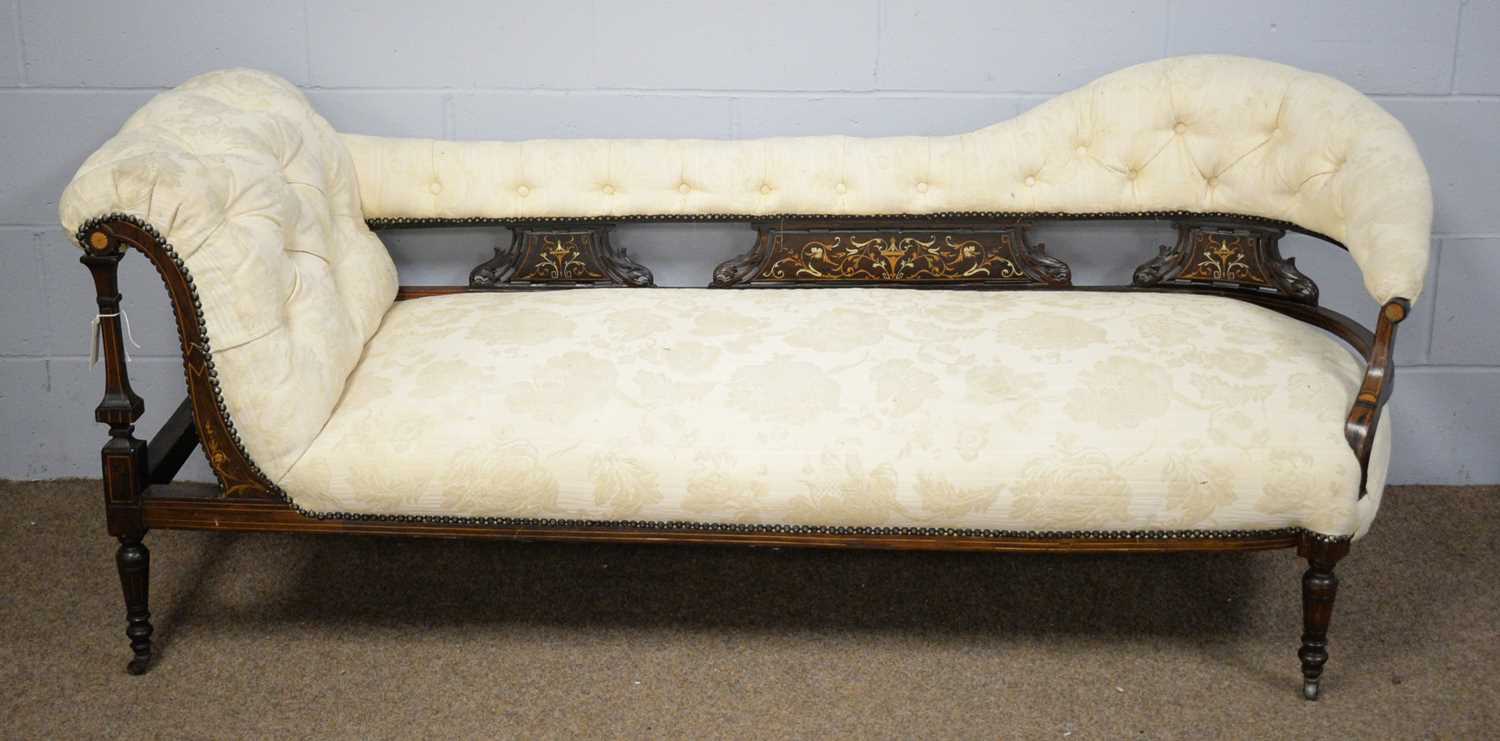 Edwardian rosewood chaise longue.