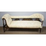 Edwardian rosewood chaise longue.