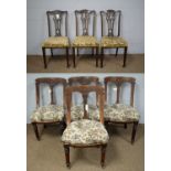 Set of four Victorian and three 20th C George III style dining chairs.