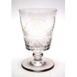 Engraved glass goblet.