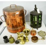 A selection of copper, brass and other items