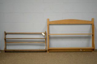 Ercol wall shelves; and another set of shelves
