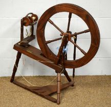 20th C mahogany spinning wheel.