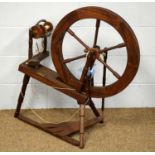 20th C mahogany spinning wheel.