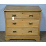 Late 19th C beech chest of drawers.