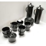 A Wedgwood Etruria and Barlaston coffee set decorated in black