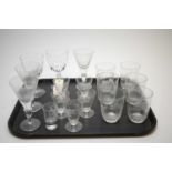 Selection of etched glasses and tumblers.