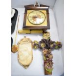 A French Majolica cross and other items