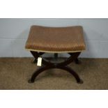 20th C Regency style X-form stool; and a Victorian footstool.