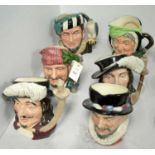 Collection of six Royal Doulton toby jugs.