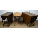 Two drop leaf tables; and an occasional table.