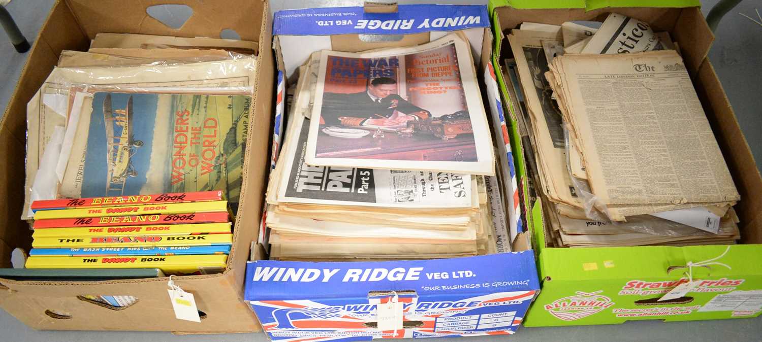 A selection of newspapers, annuals, and ephemera