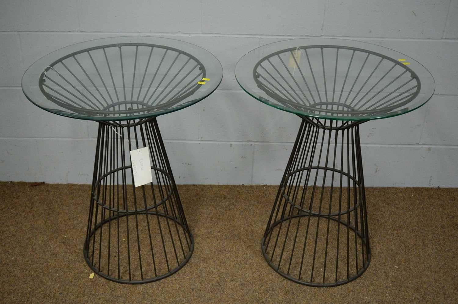 James Brindley of Harrogate: a pair of grey/black metal occasional tables