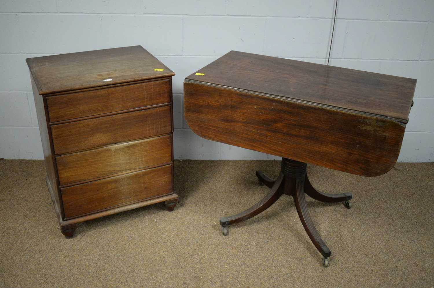 20th C commode; and a 19th C Pembroke table.