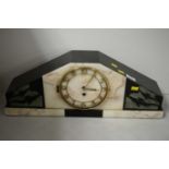 An onyx and marble Art Deco style mantel clock