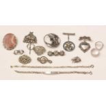 A selection of silver and costume jewellery