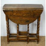 19th C oak gate leg table (small size).