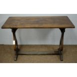 Early 20th C oak side table.