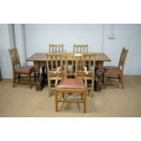 A dining table and six chairs