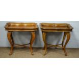 A pair of modern decorative tray-top tables, originally purchased at N H Chapman & co, Newcastle