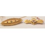 Two Victorian yellow-metal brooches