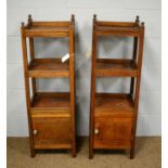 Pair of early 20th C mahogany whatnots.