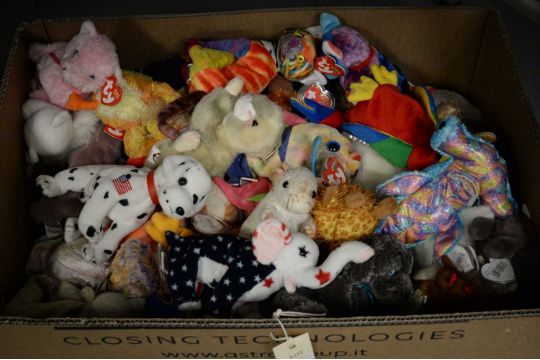 A collection of TY beanie babies.