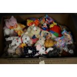 A collection of TY beanie babies.