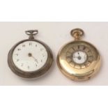 A Georgian pair-cased pocket watch and a gold-plated half-hunter