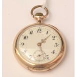 An early 20th Century yellow-metal cased open-faced fob watch