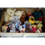 A collection of TY beanie babies.