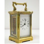 A late 19th/early 20th C brass carriage clock