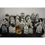 A collection of Delft KLM miniature decanters