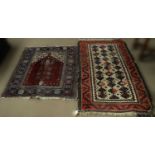 A Turkish prayer rug; and a North West Persian rug.