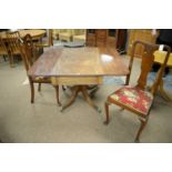 A 19th C Pembroke table; and a pair of 20th C Queen Anne style dining chairs.