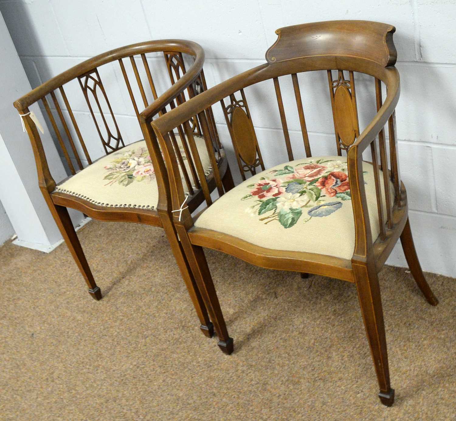 Two Edwardian occasional chairs. - Bild 2 aus 2