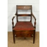 A Regency mahogany commode chair.