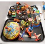 Selection of 20th Century tinplate toys.